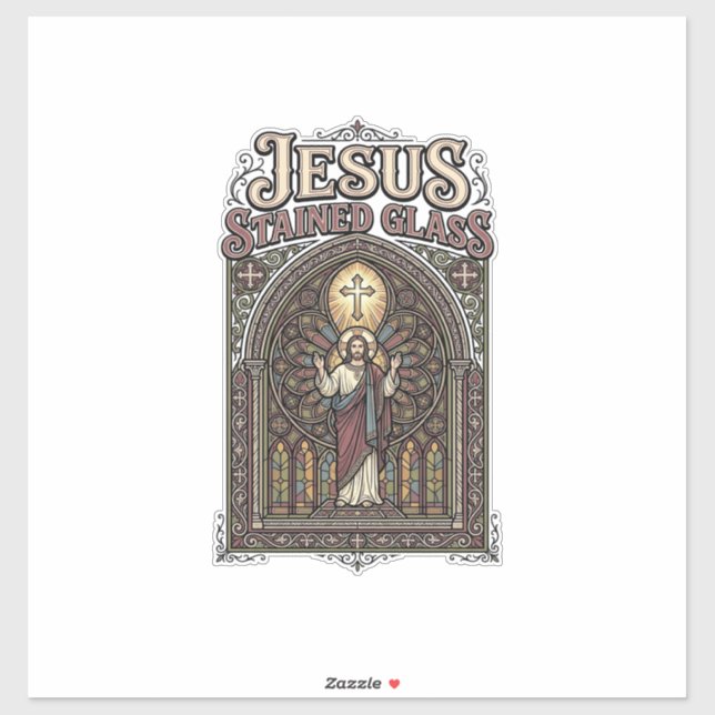 Jesus Bleiglas Jesus Bleiglas Kathedrale  Aufkleber (Blatt)