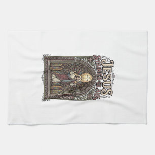 Jesus Bleiglas Jesus Bleiglas Kathedrale  Geschirrtuch