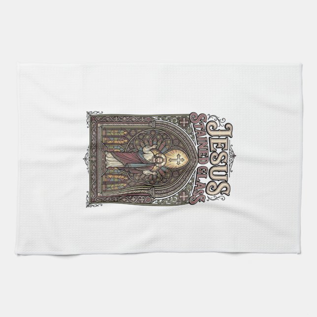 Jesus Bleiglas Jesus Bleiglas Kathedrale  Geschirrtuch (Horizontal)