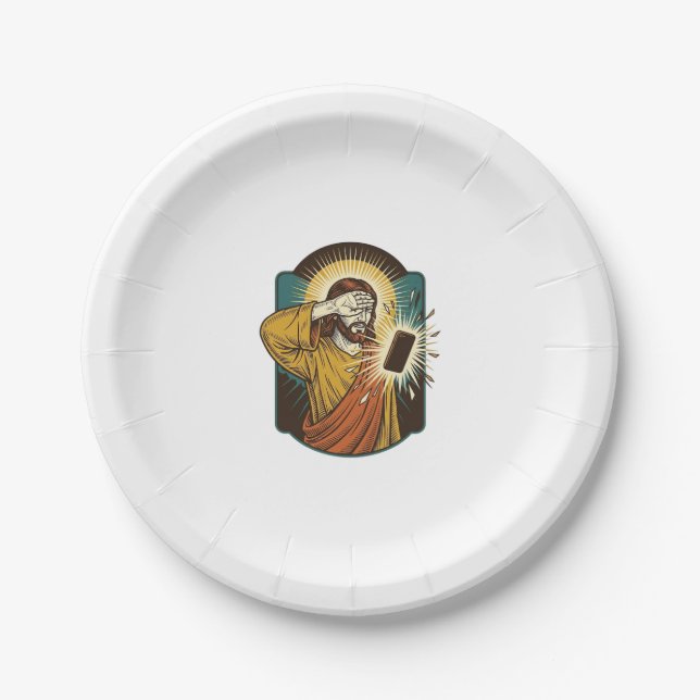 Jesus blendet die maximale Helligkeit des Telefons Pappteller (Vorderseite)