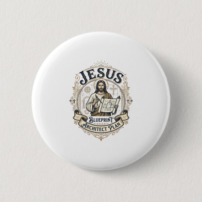 Jesus Blueprint Architekt Plan Jesus Blueprint Arc Button (Vorderseite)