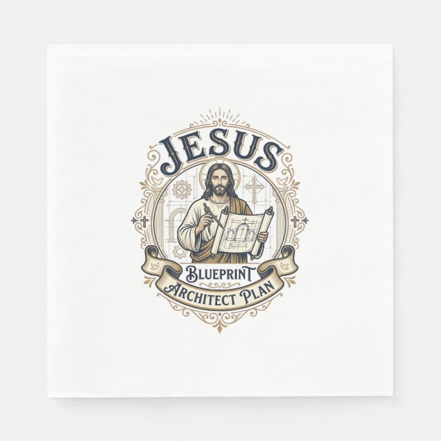Jesus Blueprint Architekt Plan Jesus Blueprint Arc Serviette (Vorderseite)
