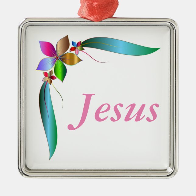JESUS BLUME RIBBON SILBERNES ORNAMENT (Vorne)