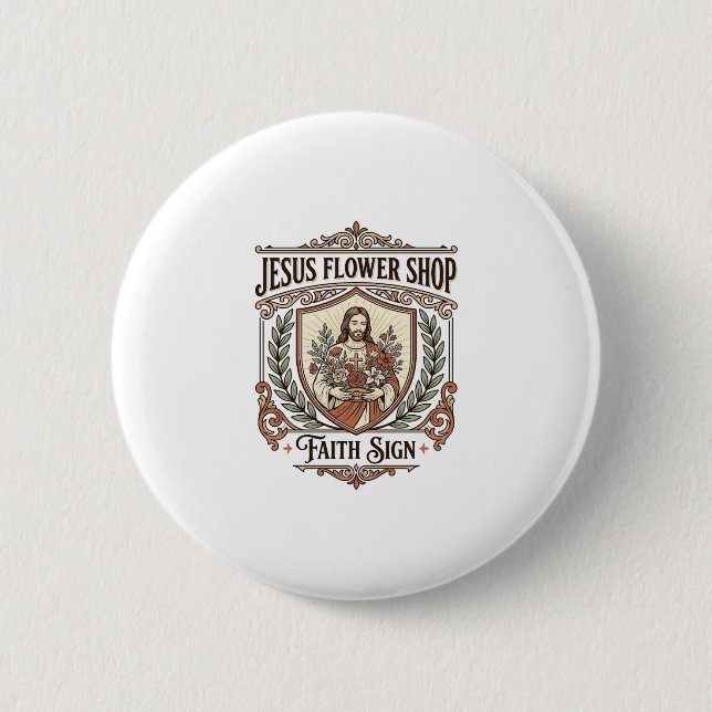 Jesus Blumenladen Glaubensschild Jesus Blumenladen Button (Vorderseite)