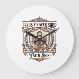Jesus Blumenladen Glaubensschild Jesus Blumenladen Große Wanduhr