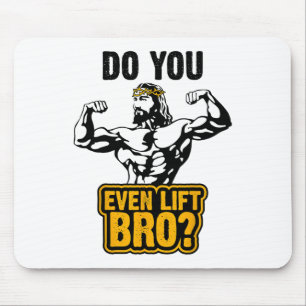 Jesus Bodybuilding T-Shirt - Trainierst du überhau Mousepad