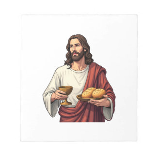 Jesus Bread Wine Vintage Engraving Tee 2 Notizblock