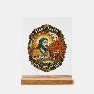 Jesus Brennender Mund Super Scharfe Party Dip Humo Acrylschild
