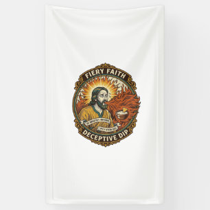 Jesus brennender Mund Super scharfe Party-Dip Humo Banner