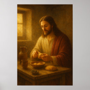 Jesus bricht Brot Poster