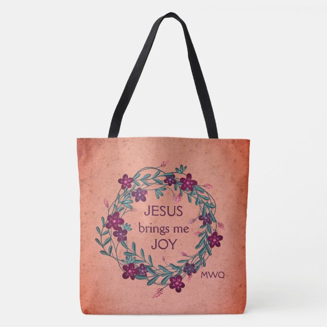 JESUS BRINGS ME JOPeach Floral Monogram (Vorderseite)