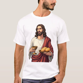 Jesus Brot Wein Vintage Gravur Tee 2