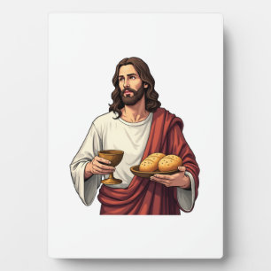 Jesus Brot Wein Vintage Gravur Tee 2 Fotoplatte