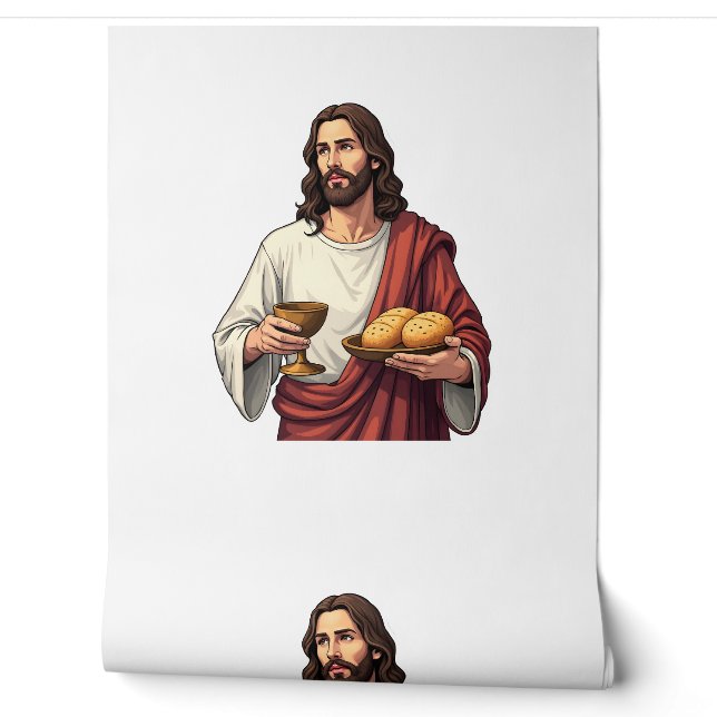 Jesus Brot Wein Vintage Gravur Tee 2 Tapete (Abrollen)