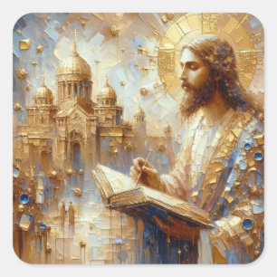 Jesus Buch des Lebens - Sammlung Jesu Art Quadratischer Aufkleber