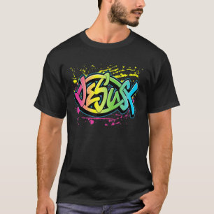 Jesus Bunte Fischform T-Shirt