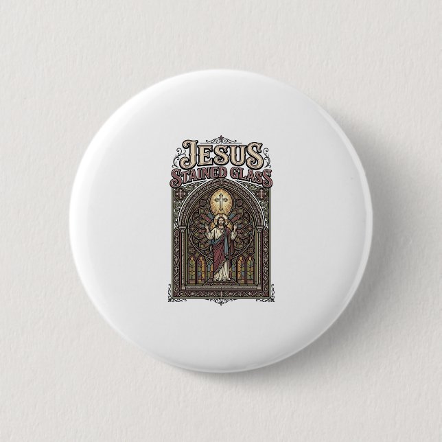 Jesus-Buntglas Jesus-Buntglas Kathedrale  Button (Vorderseite)
