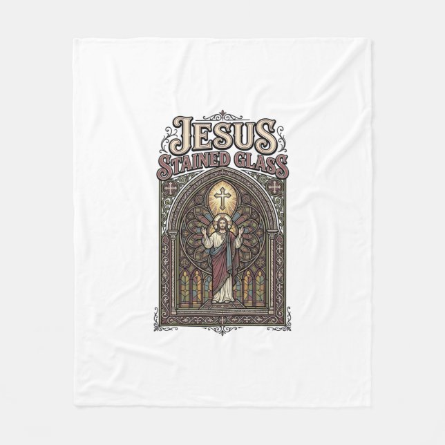 Jesus-Buntglas Jesus-Buntglas Kathedrale  Fleecedecke (Vorderseite)