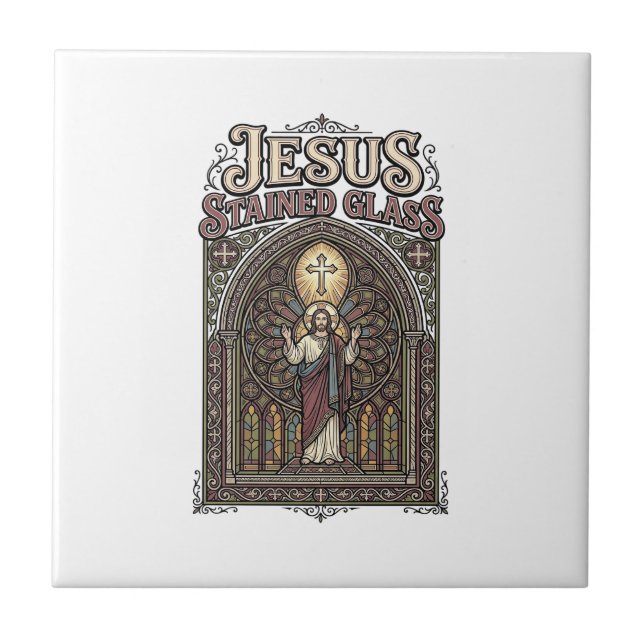 Jesus-Buntglas Jesus-Buntglas Kathedrale  Fliese (Vorderseite)