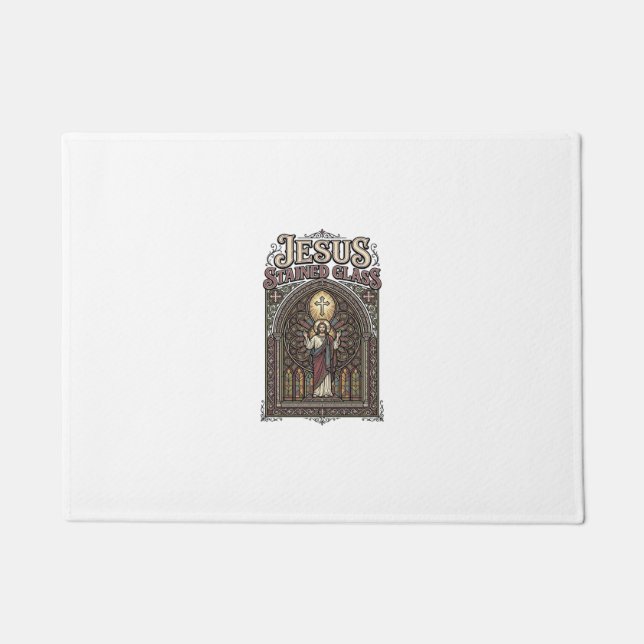 Jesus-Buntglas Jesus-Buntglas Kathedrale  Fußmatte (Vorderseite)