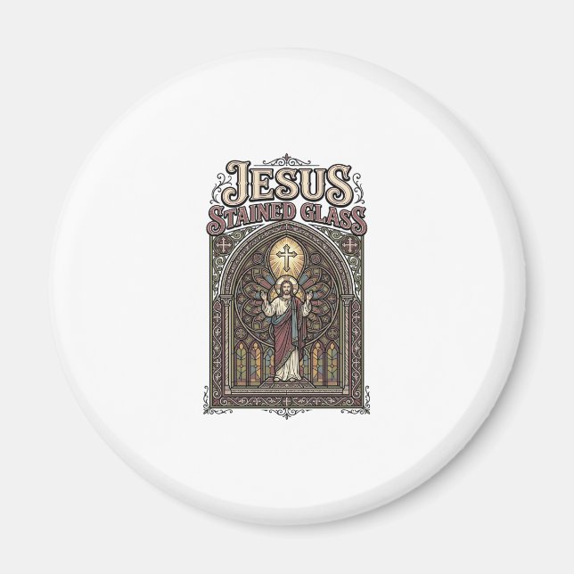 Jesus-Buntglas Jesus-Buntglas Kathedrale  Magnet (Vorne)
