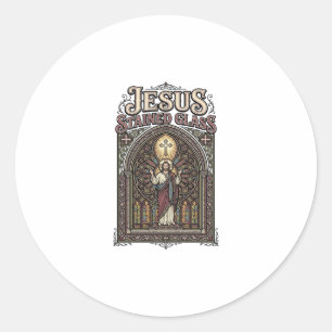 Jesus-Buntglas Jesus-Buntglas Kathedrale Runder Aufkleber