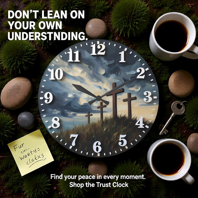 Jesus Calvary Sunset Impasto Große Wanduhr (Von Creator hochgeladen)