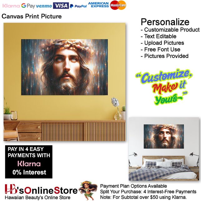 Jesus Canvas Print Picture Leinwanddruck (Jesus Colorful Dashing Biblica Canvas Print Picture.)