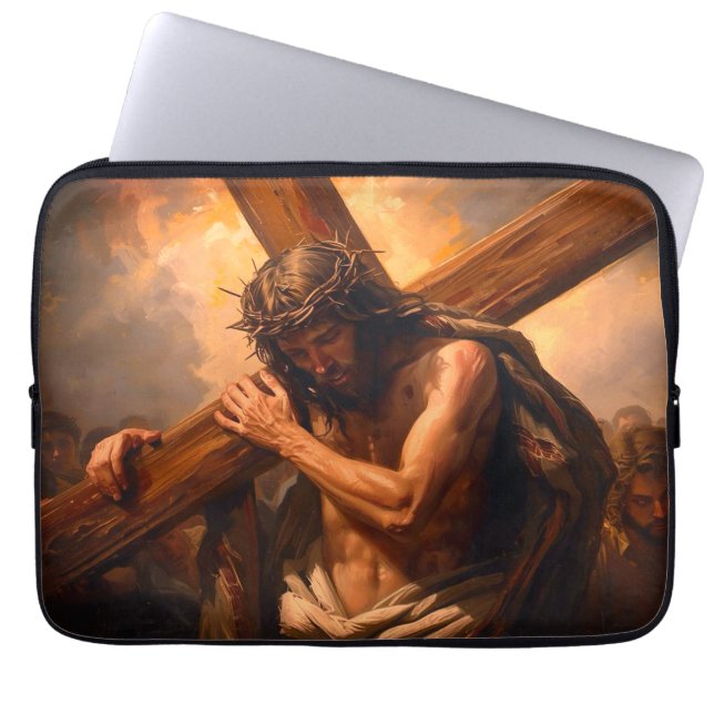 Jesus Carries The Cross Laptop Case (Vorderseite)