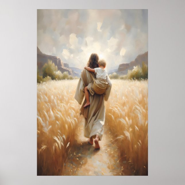 Jesus Carrying Child Jesus and Boy Jesus and Kids  Poster (Vorne)