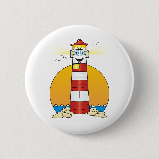 Jesus Cartoon Lighthouse Button (Vorderseite)