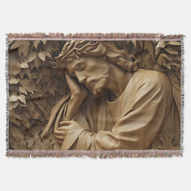 Jesus Carving Throw Blanket Decke (Vorderseite)