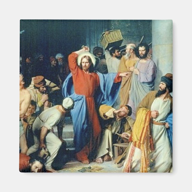 Jesus Casting Out Money Changers Magnet (Vorne)