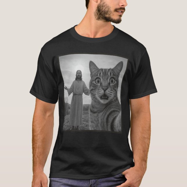 Jesus Cat Sie Funny Religious Meme Photo retro T-Shirt (Vorderseite)