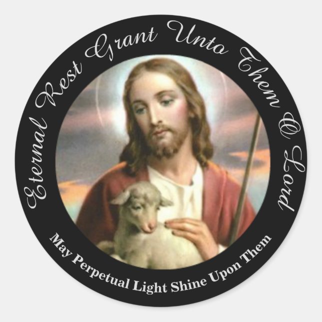 JESUS CATHOLIC PRAYER BEILEID FUNERAL RUNDER AUFKLEBER (Vorderseite)