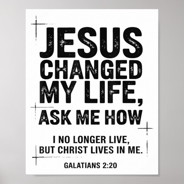 Jesus Changed My Life Ask Me How Christian Bible V Poster (Vorne)