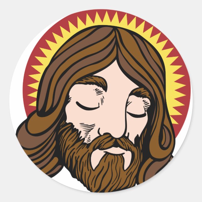 Jesus Christ Cartoon Face Runder Aufkleber (Vorderseite)