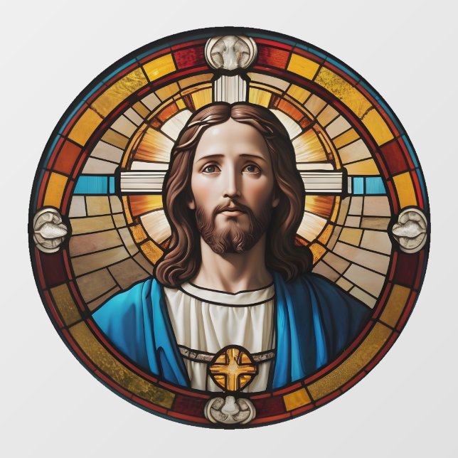 Jesus Christ Circle Imitate festgehalten Glas Circ Fensteraufkleber (Blatt)