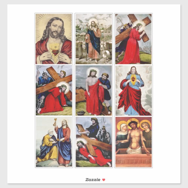 Jesus Christ Collage Sheet Art Christlich Religiou Aufkleber (Blatt)