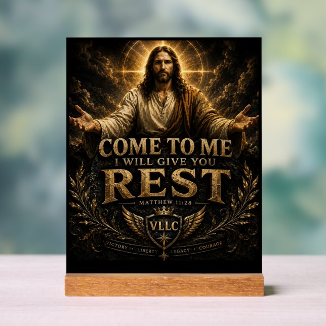 Jesus Christ, Come to Me, Matthew 11:28, Christian Acrylschild (Neutral)
