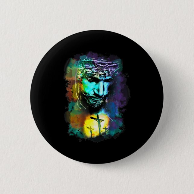 Jesus Christ Cross Religious Cture Christian Art P Button (Vorderseite)