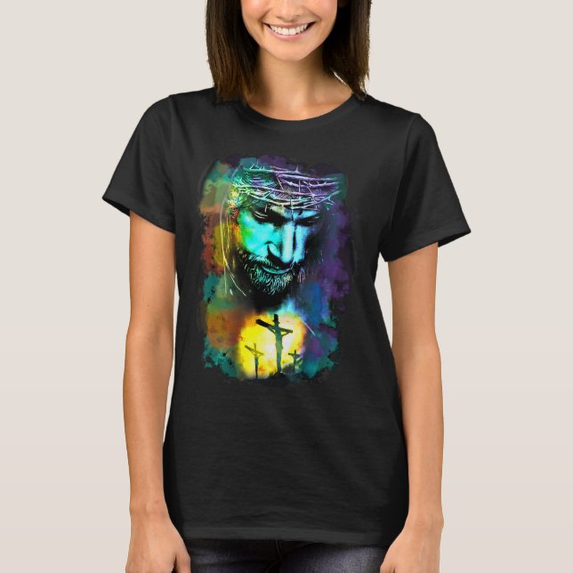 Jesus Christ Cross Religious Cture Christian Art P T-Shirt (Vorderseite)
