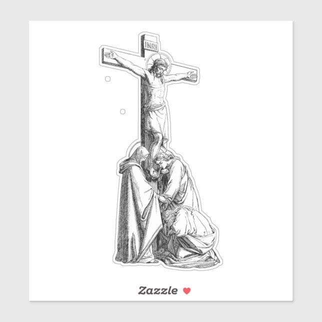 Jesus Christ Crucifixe Kreuzung Illustration Kunst Aufkleber (Blatt)