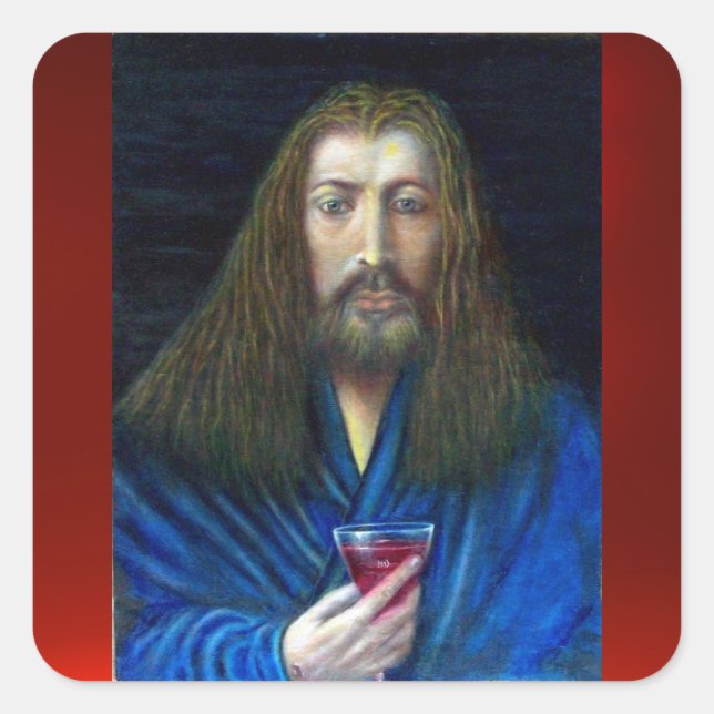 JESUS CHRIST, DIE CHALICE QUADRATISCHER AUFKLEBER (Vorderseite)