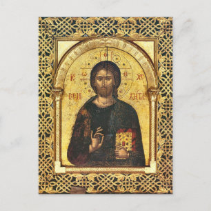 Jesus Christ Evangelien Latticwork Gold Frame Icon Postkarte