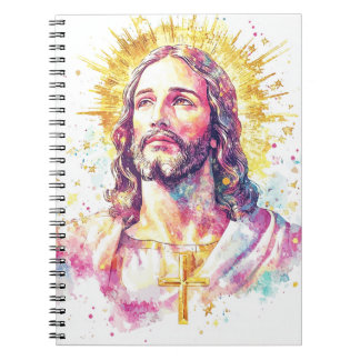 Jesus Christ Face Watercolor Painting Religious Notizblock