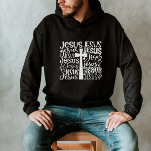 Jesus Christ Kreuztypografie Hoodie