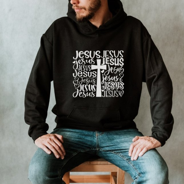 Jesus Christ Kreuztypografie Hoodie (Von Creator hochgeladen)