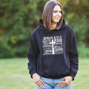 Jesus Christ Kreuztypografie Hoodie