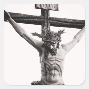 JESUS CHRIST KRITIFIZIERT AUF DEM CROSS QUADRATISCHER AUFKLEBER